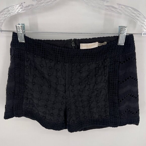 Ramy Brook Designer Black Lace & Crochet Shorts – Size 00 - Picture 1 of 7
